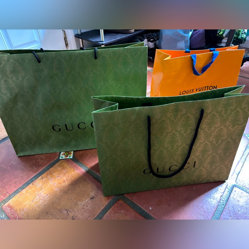 Gucci & Louis Vuitton Shopping Bags
